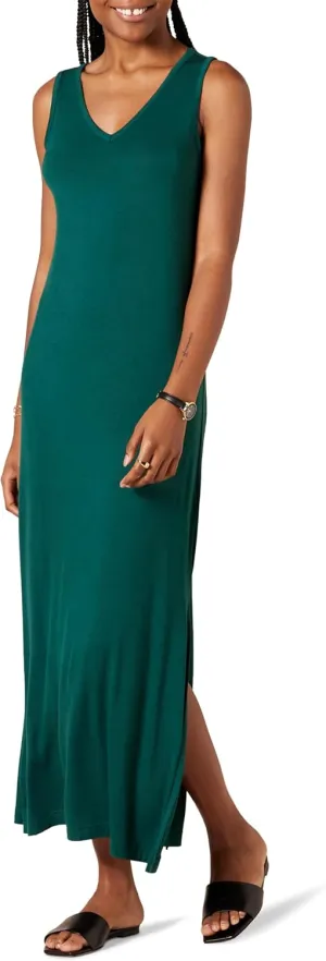 Amazon Essentials Women's Jersey V-Neck Tank Maxi Length Dress