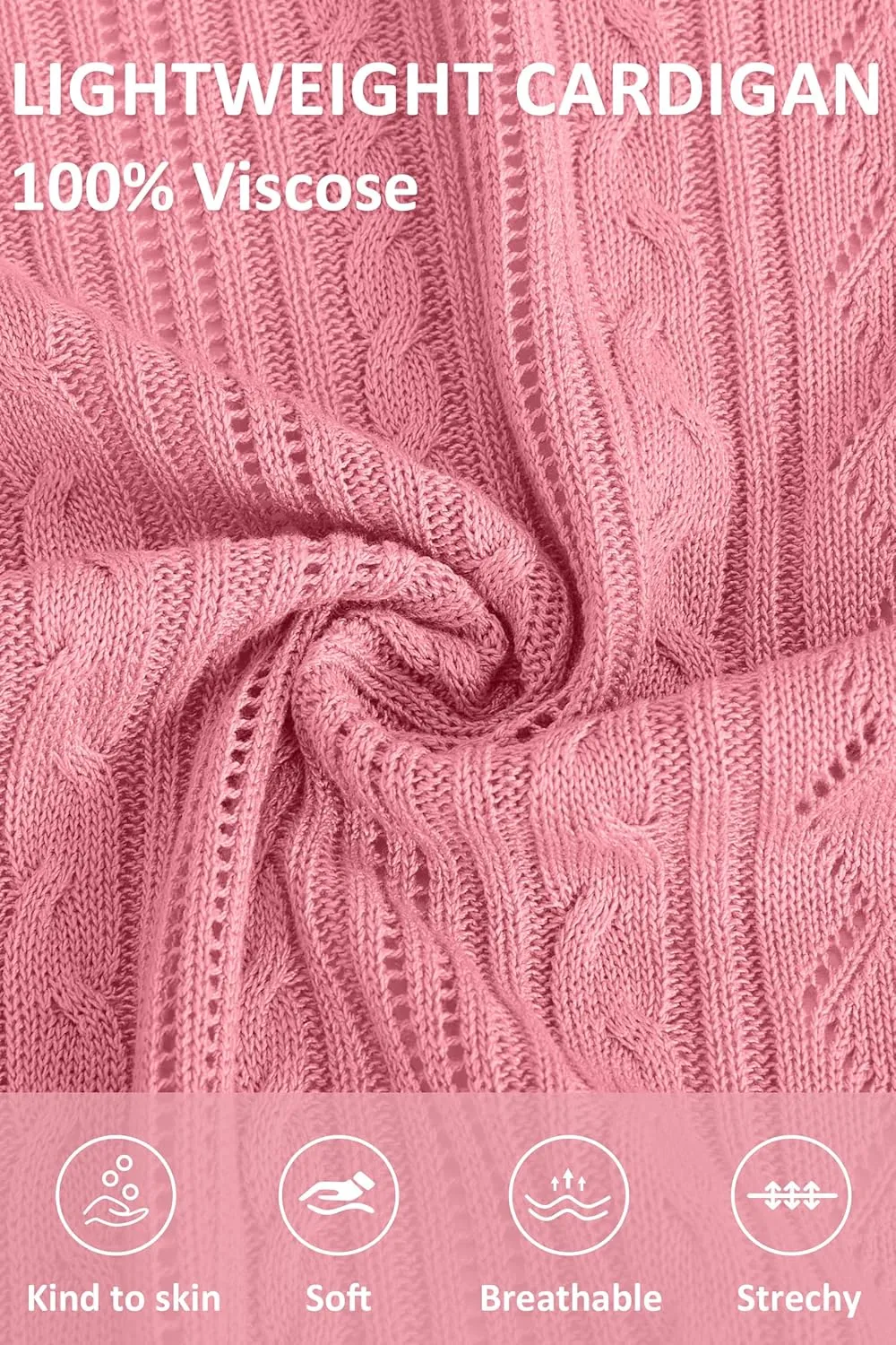 Arach&Cloz Women's 2024 Lightweight Summer Cardigan 3/4 Sleeve Crochet Patterns Knit Shrug Sweater Tops