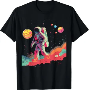 Astronaut Abstract Art Space Galaxy Paint Men Women Boy Kids T-Shirt