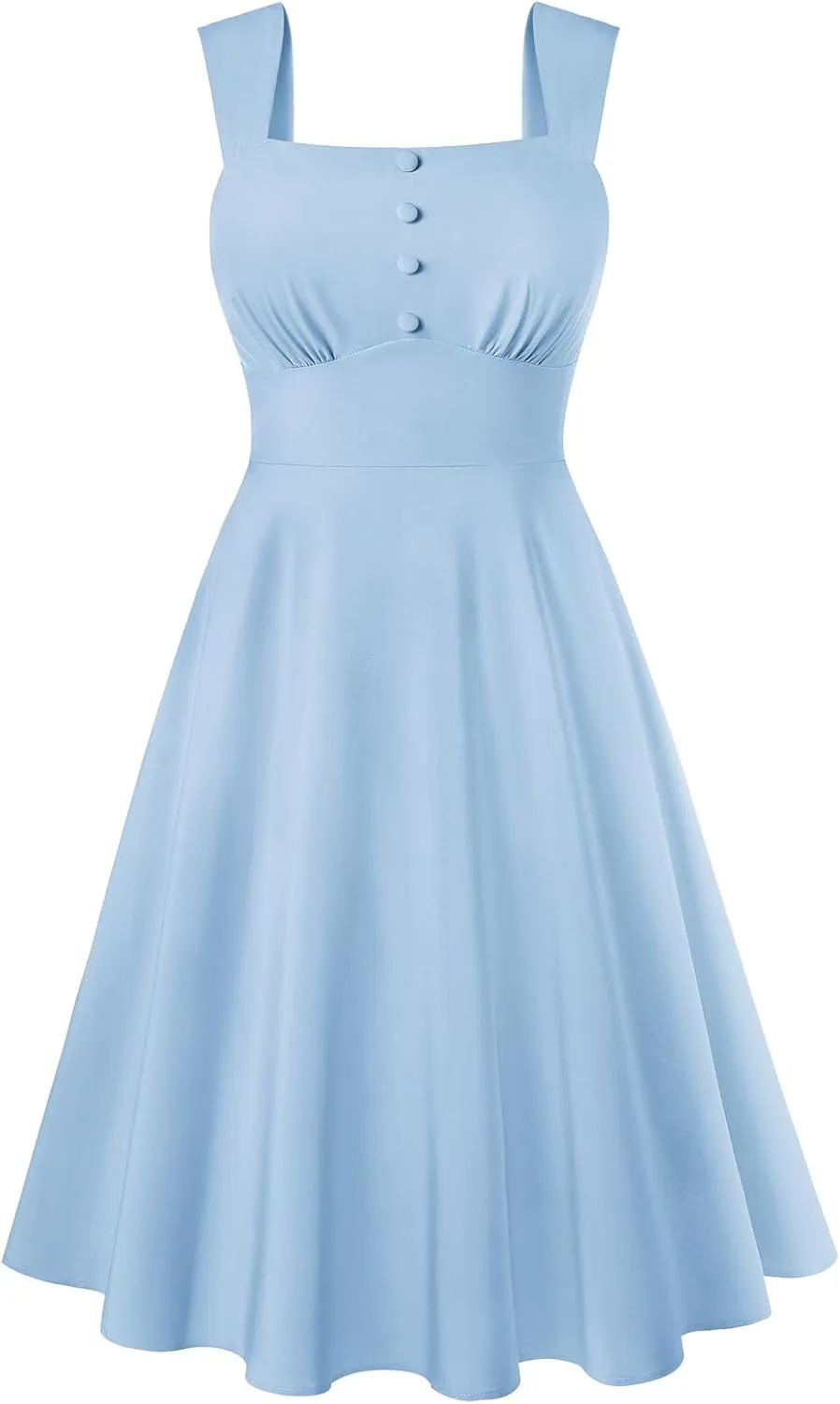 Belle Poque Square Neck Sundress for Women A Line Midi Dress Summer Cocktail Tea Party Dress with Pockets