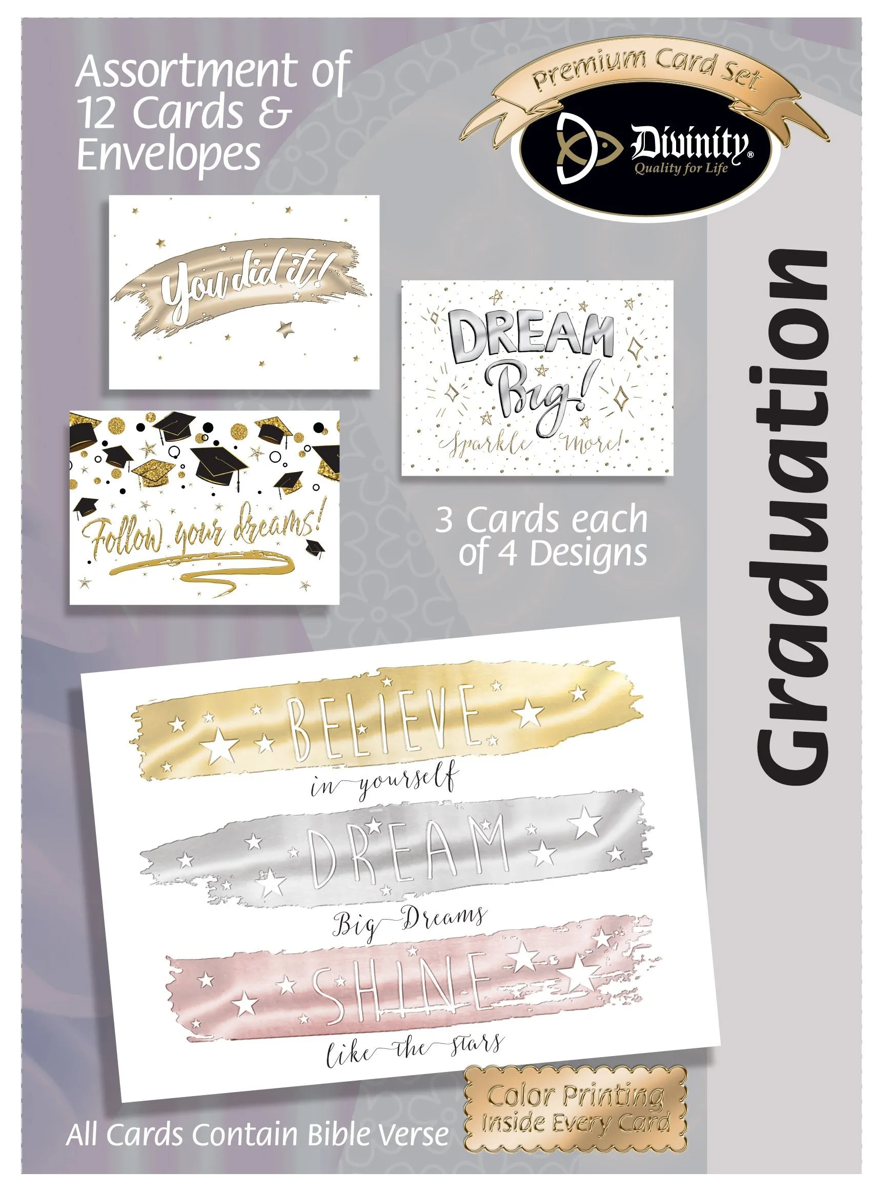 Boxed Graduation Cards - Metallic Accents - Set of 12
