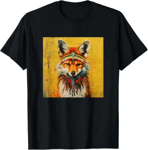 Colorful Artistic Sketch Oil Painting Of A Native Tribal Fox T-Shirt