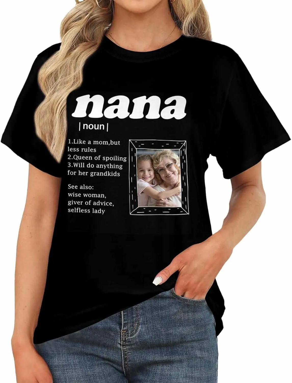 Custom T Shirts for Mom Mama Grandma Personalized Shirt with Photo Customized Name Tee Unique Gifts for Mothers Day