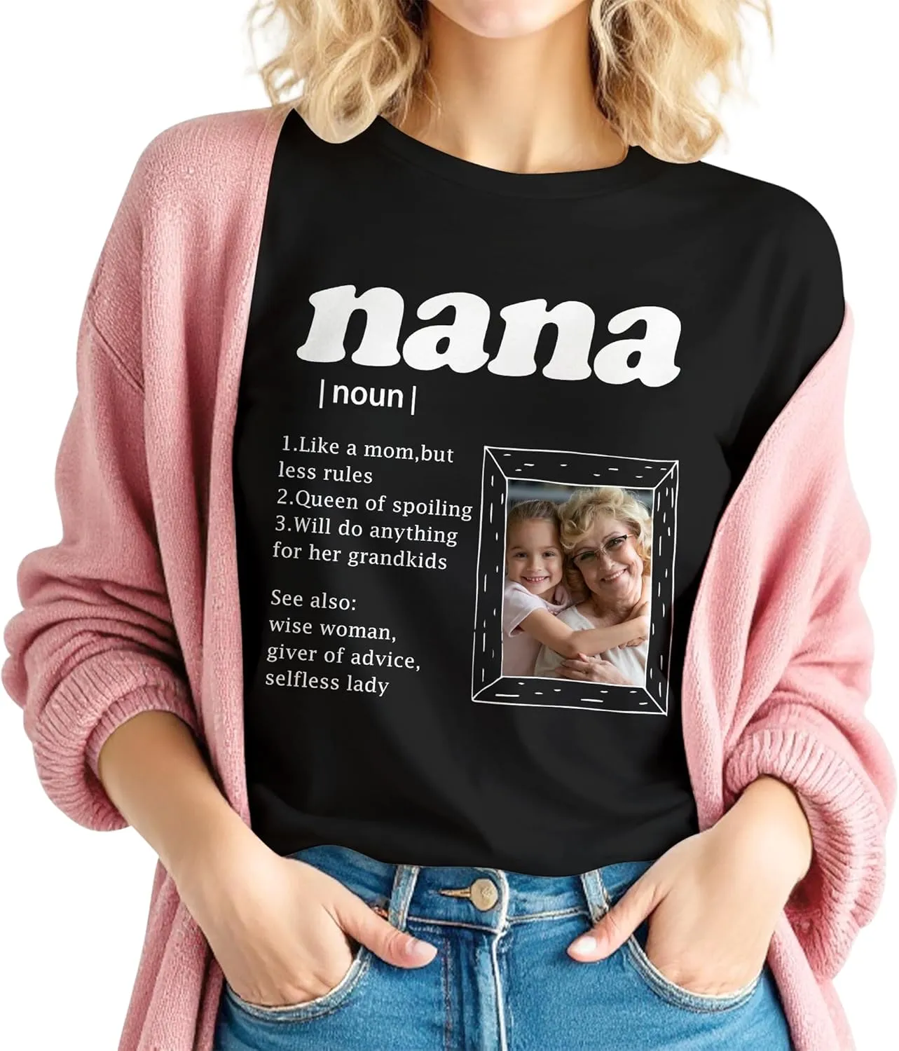 Custom T Shirts for Mom Mama Grandma Personalized Shirt with Photo Customized Name Tee Unique Gifts for Mothers Day