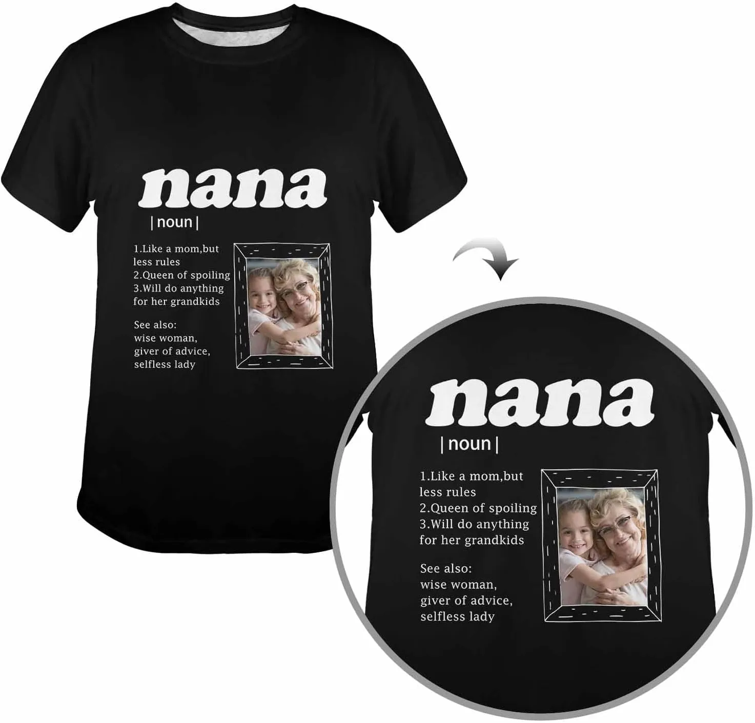 Custom T Shirts for Mom Mama Grandma Personalized Shirt with Photo Customized Name Tee Unique Gifts for Mothers Day