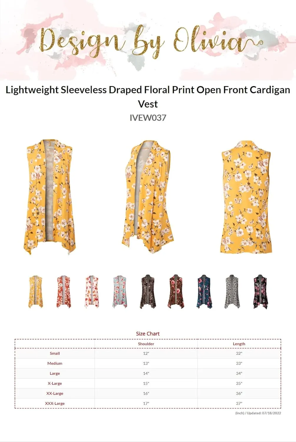 Design by Olivia Women's Sleeveless Open Front Draped Cardigan Vest Lightweight Cool Coat