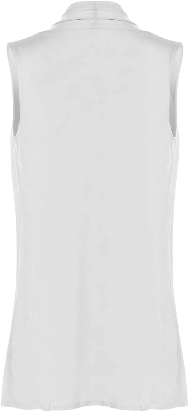 Design by Olivia Women's Sleeveless Open Front Draped Cardigan Vest Lightweight Cool Coat
