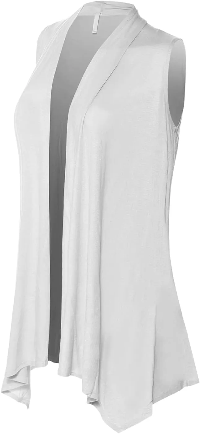 Design by Olivia Women's Sleeveless Open Front Draped Cardigan Vest Lightweight Cool Coat