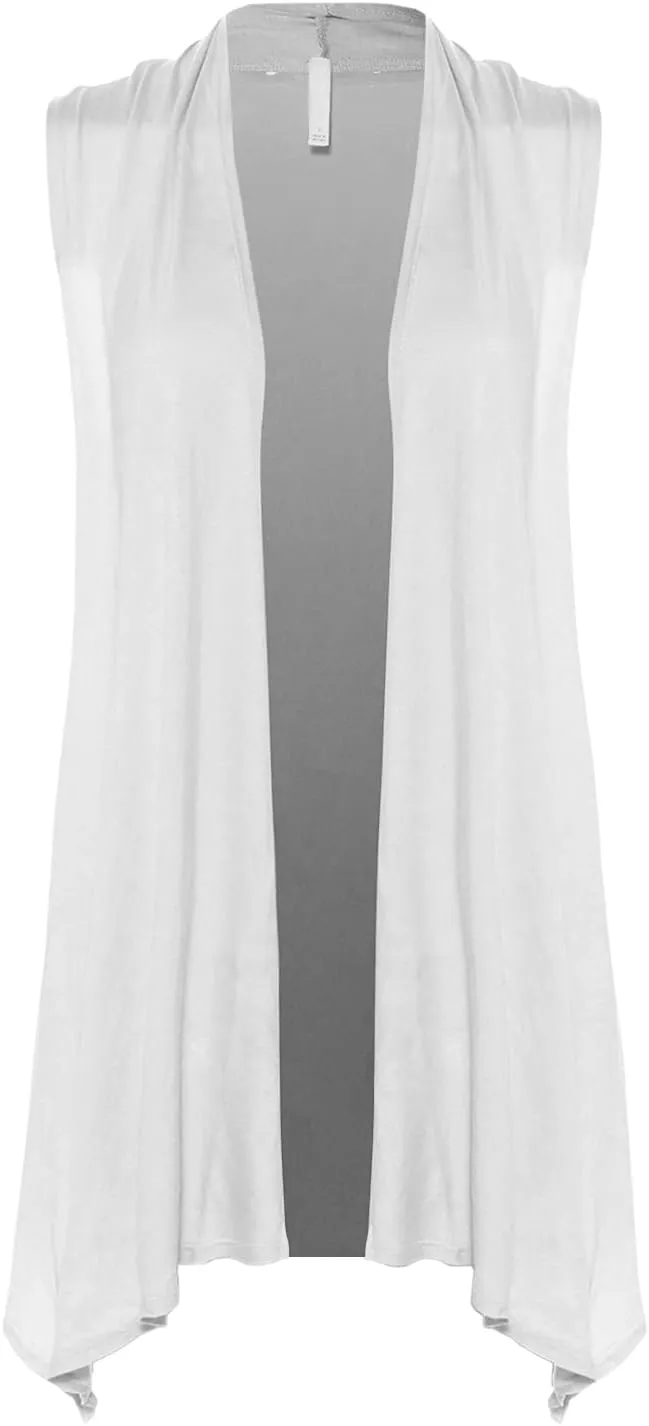 Design by Olivia Women's Sleeveless Open Front Draped Cardigan Vest Lightweight Cool Coat