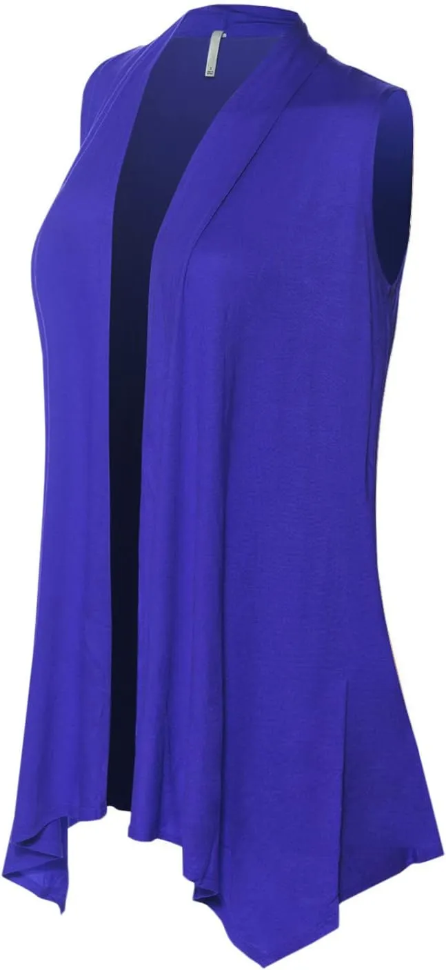 Design by Olivia Women's Sleeveless Open Front Draped Cardigan Vest Lightweight Cool Coat