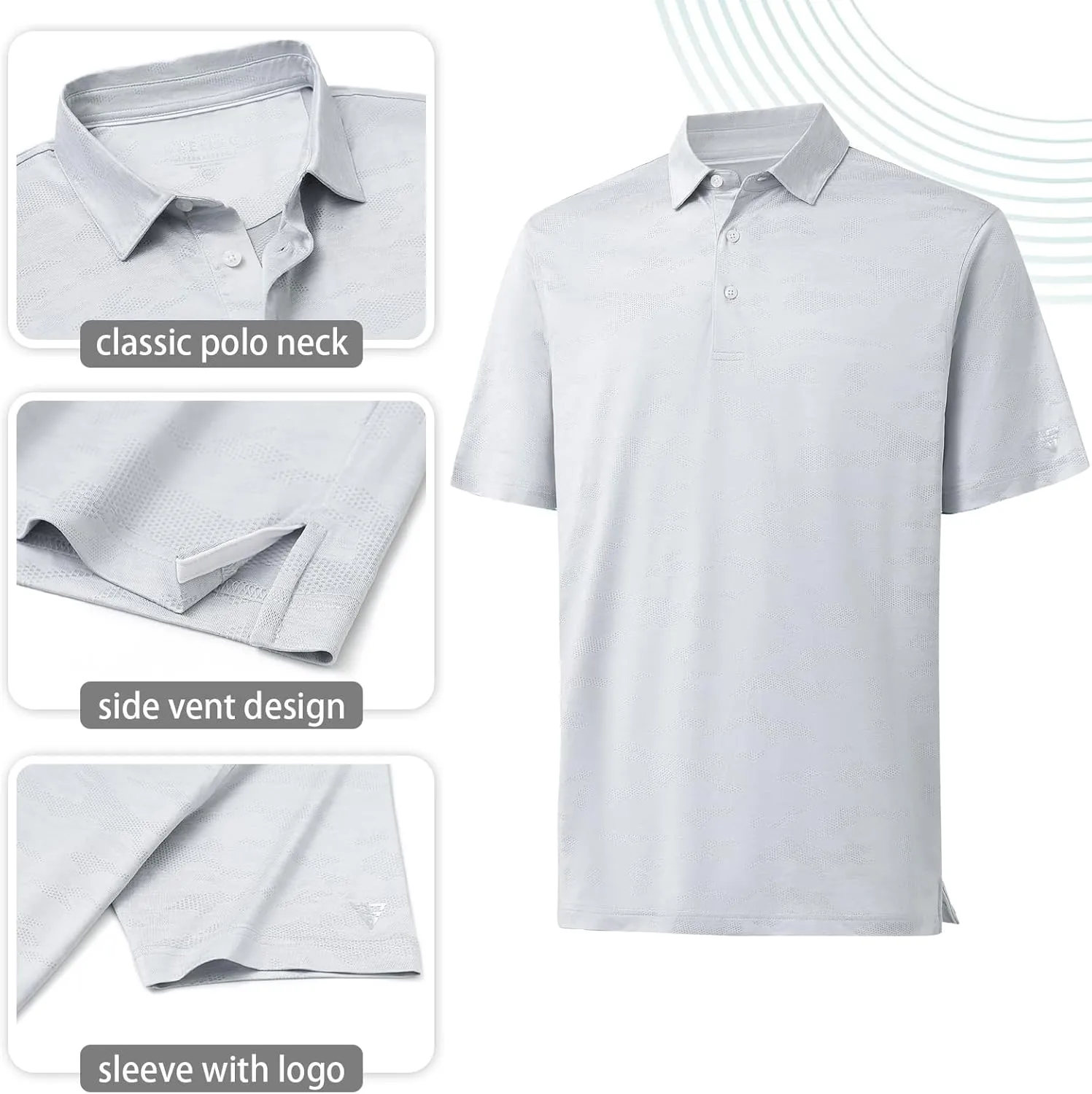 M MAELREG Golf Shirts for Men Short Sleeve Heather Jacquard Textured Stretch Moisture Wicking Performance Mens Polo Shirts