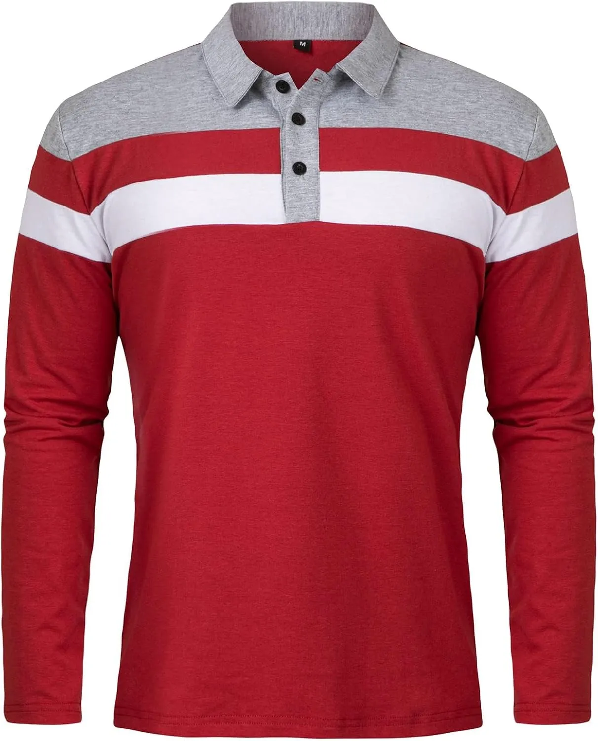 MANSDOUR Men's Polo Shirts Casual Cotton Slim Fit Long Sleeve and Short Sleeve Polo Shirt Patchwork Collared Work Golf Shirt