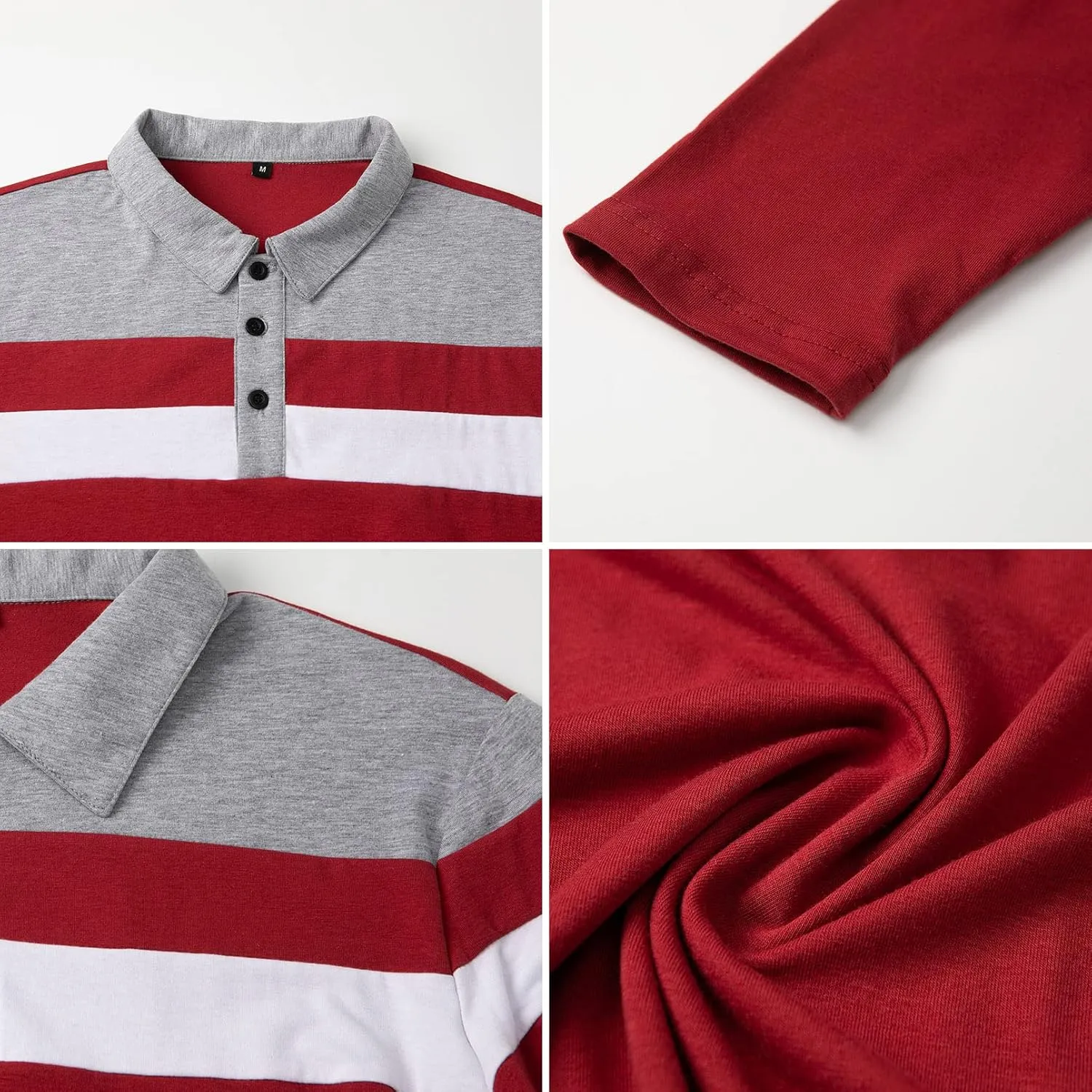 MANSDOUR Men's Polo Shirts Casual Cotton Slim Fit Long Sleeve and Short Sleeve Polo Shirt Patchwork Collared Work Golf Shirt