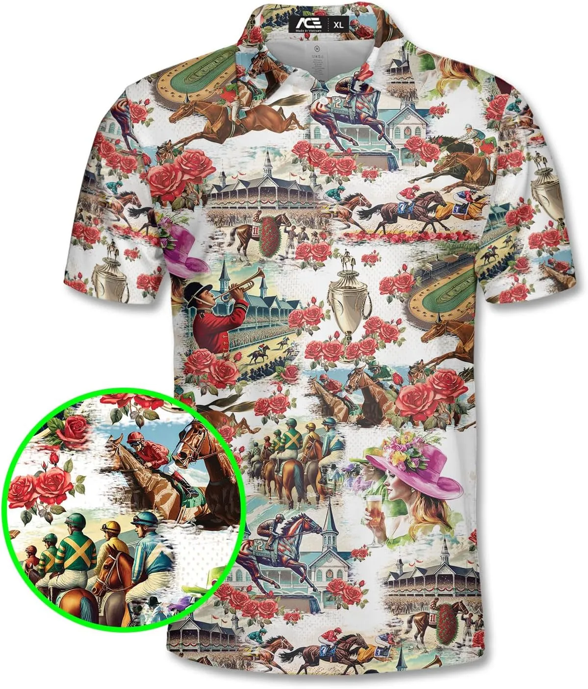 Men's Fat Tuesday Beads Alligator Mardi Gras Pattern Golf Polo Shirt Funny Polo Golf Shirts for Men