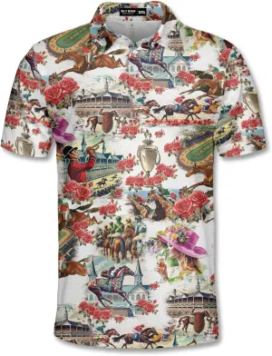 Men's Fat Tuesday Beads Alligator Mardi Gras Pattern Golf Polo Shirt Funny Polo Golf Shirts for Men