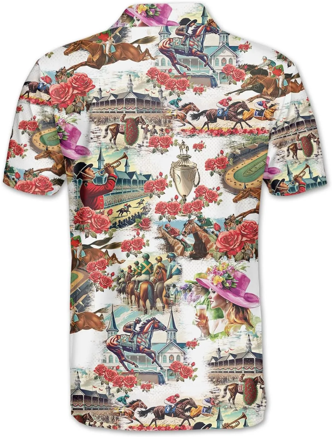 Men's Fat Tuesday Beads Alligator Mardi Gras Pattern Golf Polo Shirt Funny Polo Golf Shirts for Men