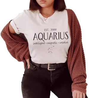 Personalized Zodiac Shirts for Women - Scorpio Virgo Gemini Pisces Libra Tee Shirt Sign Gifts Unique Custom Astrology Horoscope Womens TShirt Top