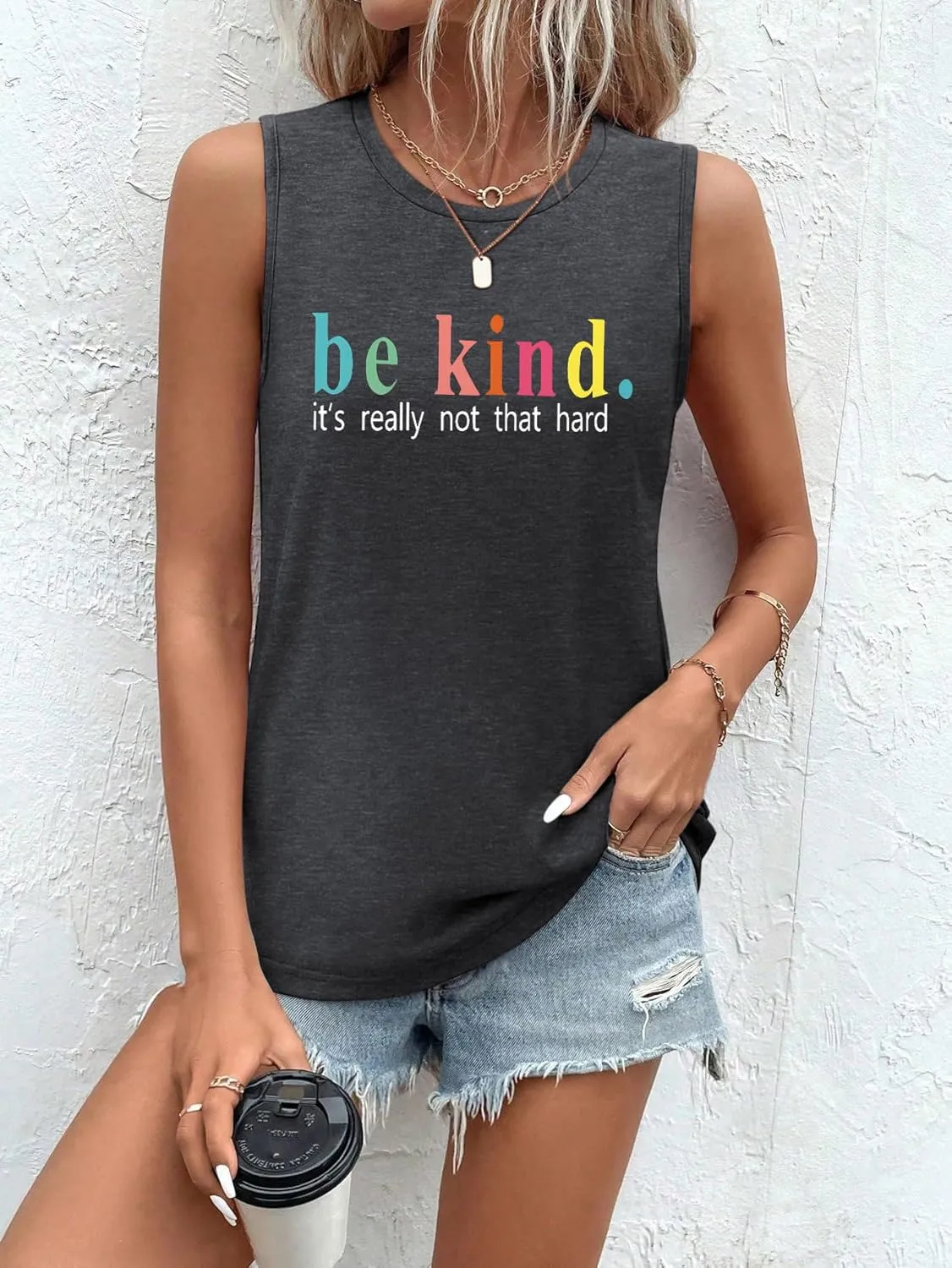 Sleeveless Tank Tops for Women 2025 Summer Casual Blouses Graphic Tees Loose Fit Crewneck Vacation Outfits Shirts