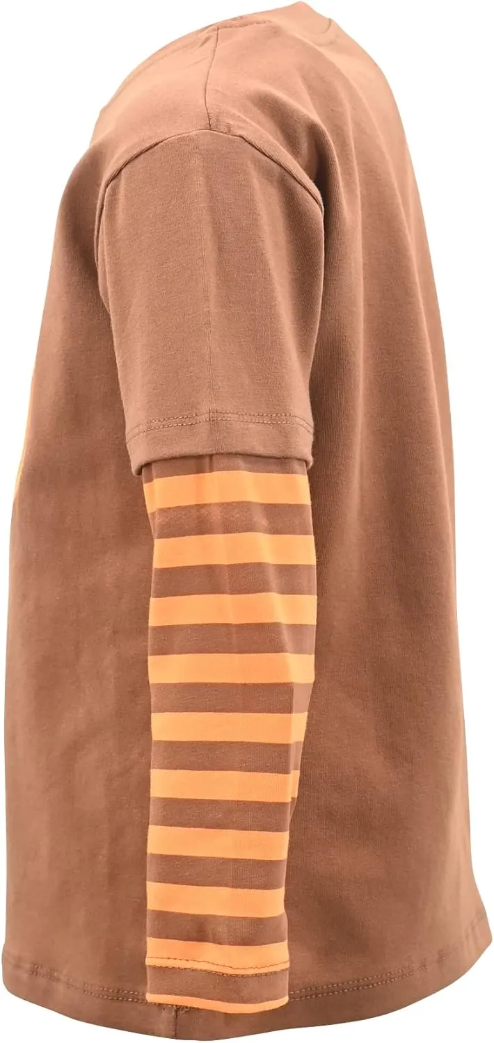 Unique Baby Boys Shirts for Kids and Toddlers Striped Layered Long Sleeve with Embroidery