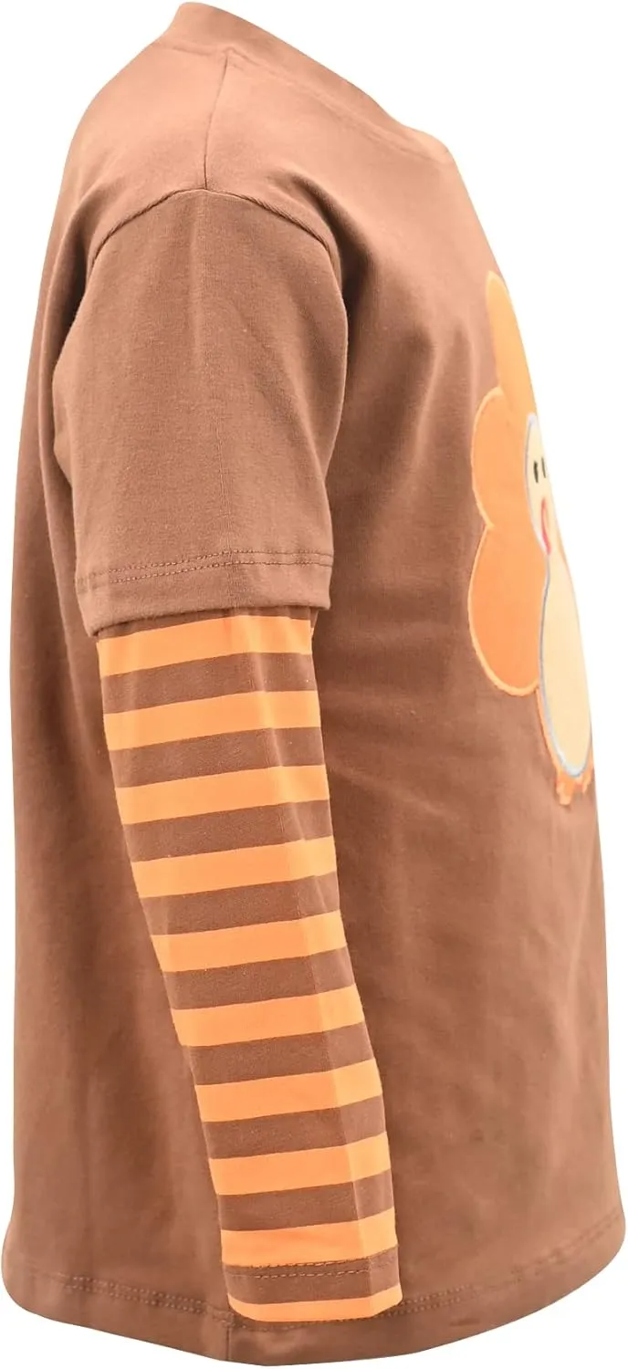 Unique Baby Boys Shirts for Kids and Toddlers Striped Layered Long Sleeve with Embroidery