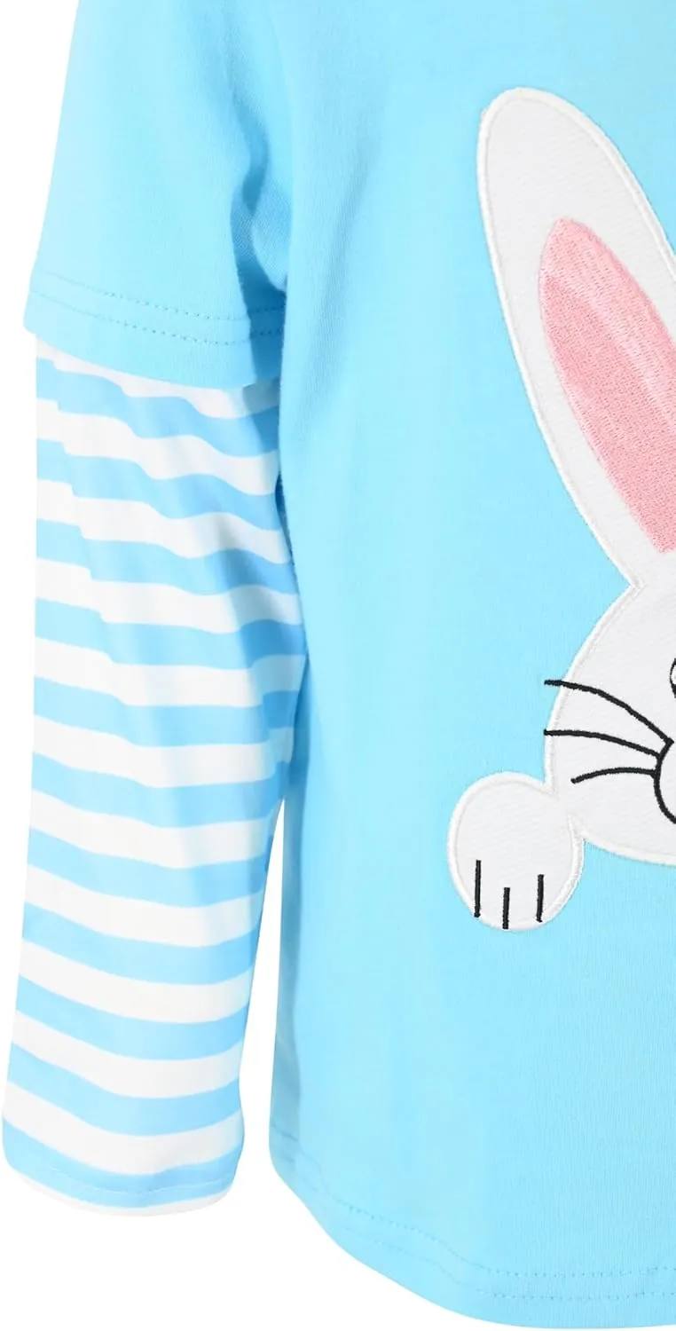 Unique Baby Boys Shirts for Kids and Toddlers Striped Layered Long Sleeve with Embroidery