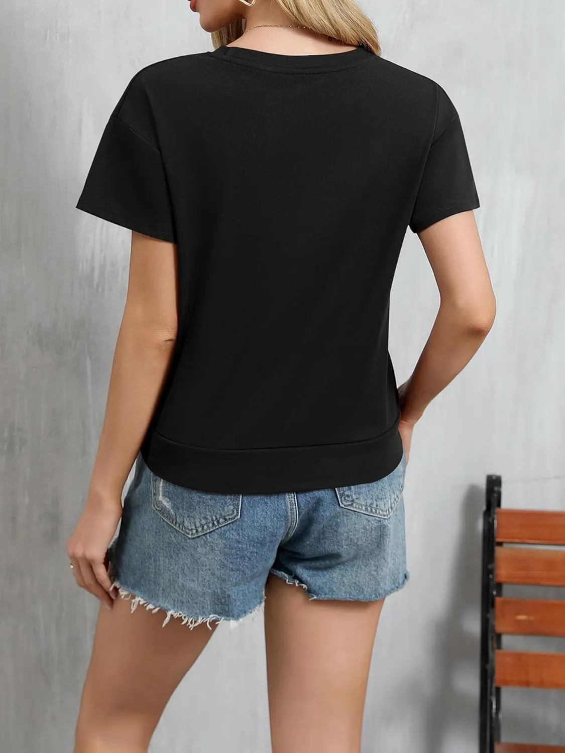 Women's Short Sleeve Cropped T Shirts Casual Boxy Workout Crop Tops Summer Loose Fit Solid Basic Tees