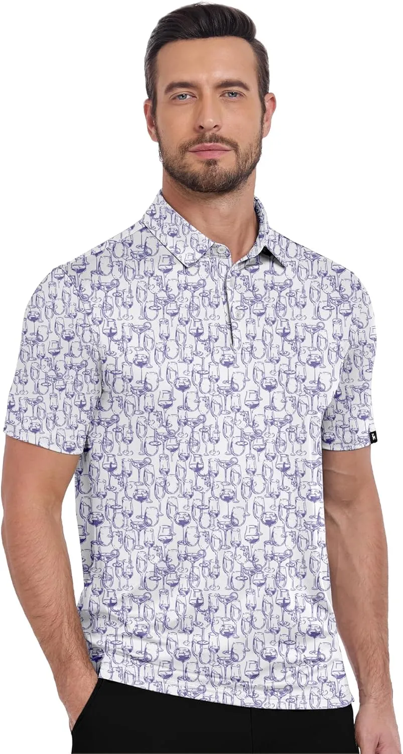 ZITY Golf Shirts for Men Short Sleeve Print Polo Shirt Moisture Wicking Regular Fit Casual Beach Polo