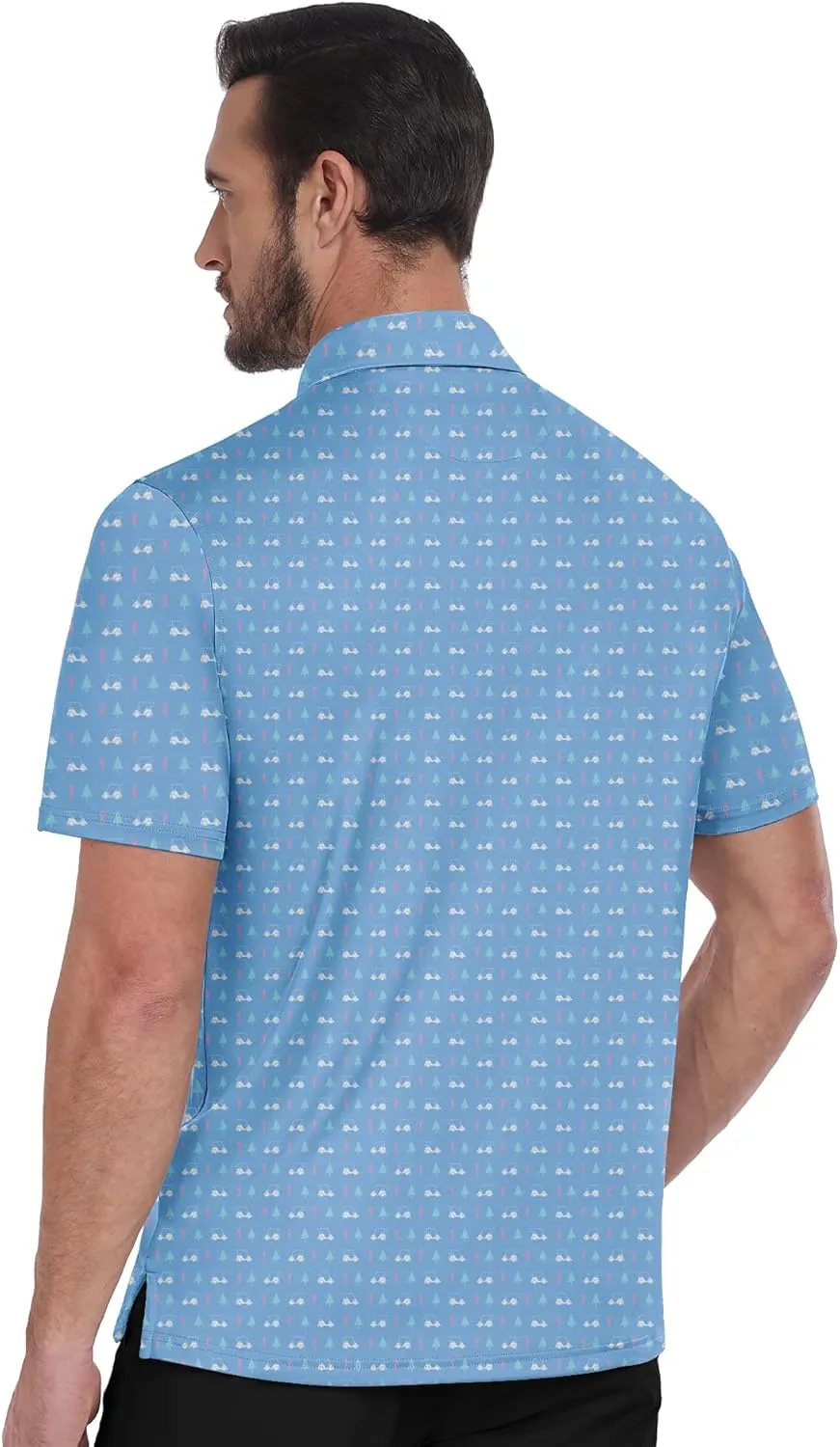 ZITY Golf Shirts for Men Short Sleeve Print Polo Shirt Moisture Wicking Regular Fit Casual Beach Polo