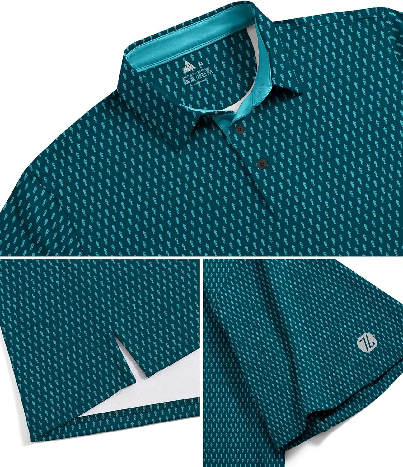 ZITY Mens Golf Shirts Short Sleeve Print Patterns Performance Moisture Wicking Polo Shirt
